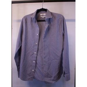 Murano Shirt Men's Small Blue Plaid Long Sleeve Slim Fit Collared Button-Up